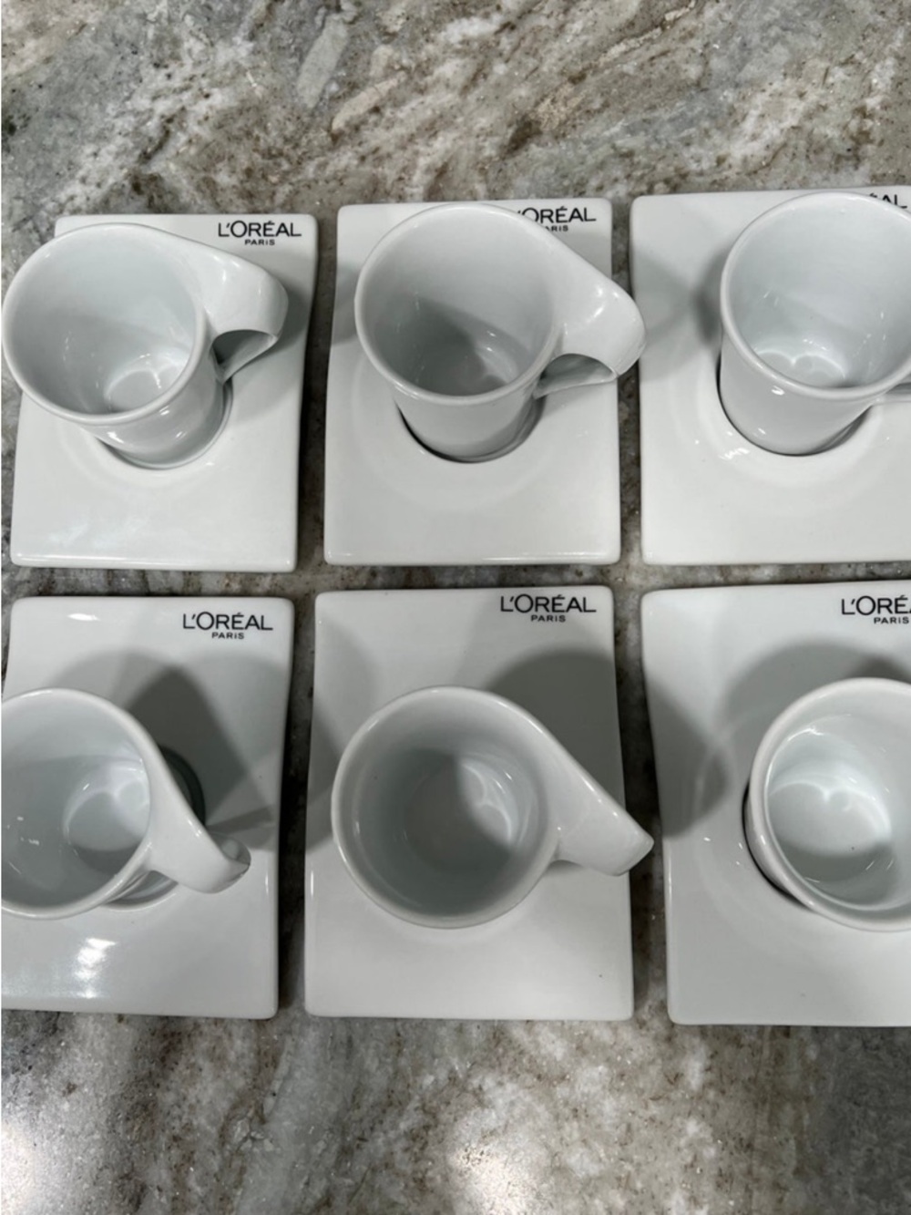 L'Oreal White Espresso Cup and Saucer Set - 6 Pieces